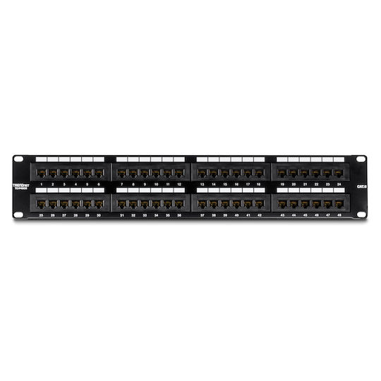 Trendnet Patch Panel Unshielded για Rack 2U 19" 48 Θυρών cat6 Μαύρο