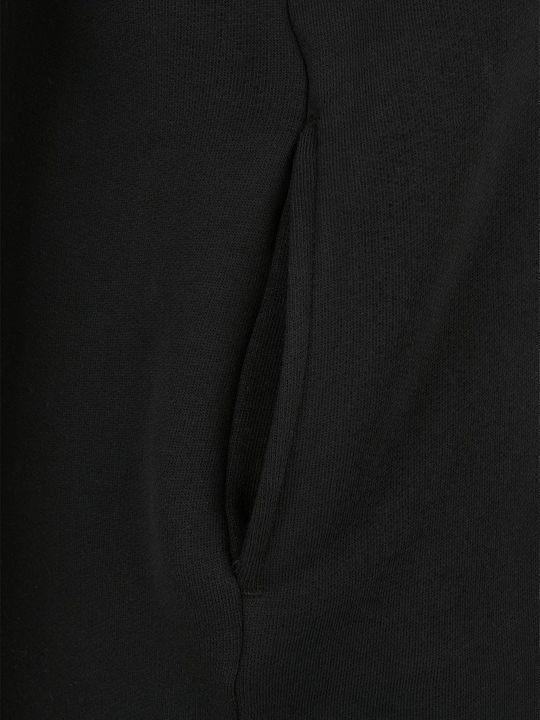 Mini Sportliches Damenkleid Langärmelig mit Kapuze Schwarz