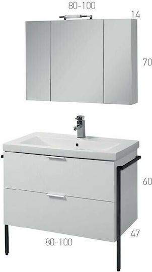 Mabo Marcella Pătrat Cu Unitate De Mobilier Pentru Baie Și Oglindă