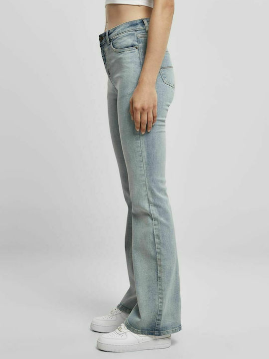 Urban Classics TB4549 High Waist Women's Jean Trousers Flared Light Blue