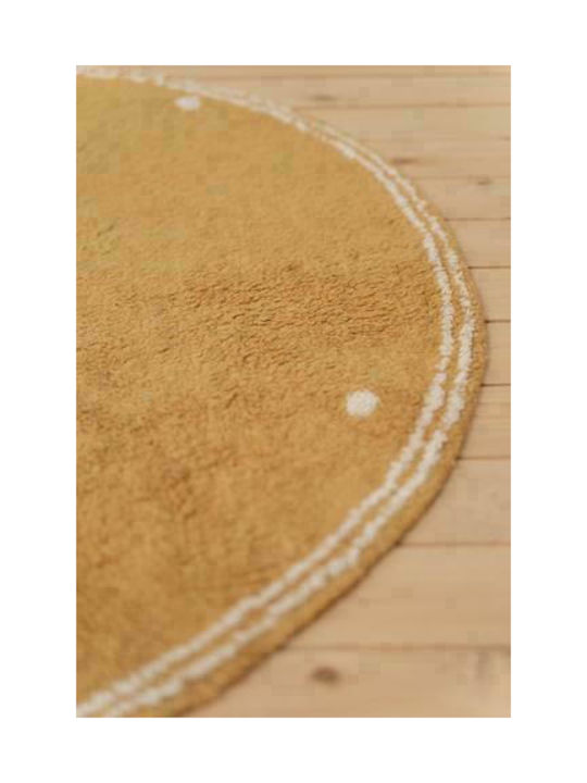 Little Dutch Kids Rug Cotton Round With Diameter 110cm Dot Pure Ochre