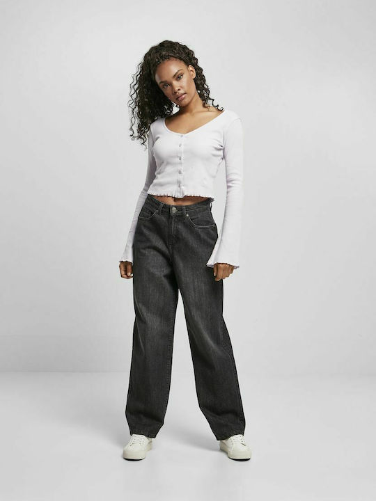 High Waist Women's Jean Trousers Grey Black