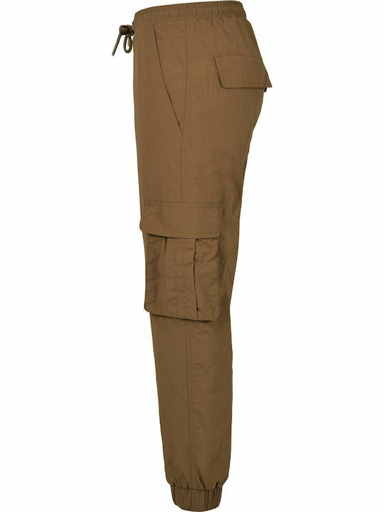 Dama Talie înaltă Tesatura Pantaloni Cargo cu Elastic Maro