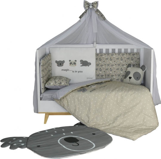 Bebe Stars Panda Kids Rug Cotton Grey 94x130cm