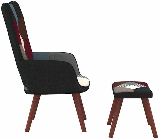 Ohrensessel mit Fußhocker Patchwork 61.5x69x95.5cm