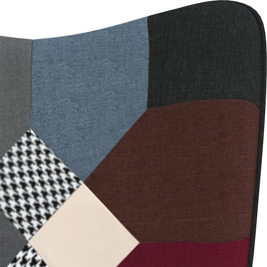 Ohrensessel mit Fußhocker Patchwork 61.5x69x95.5cm