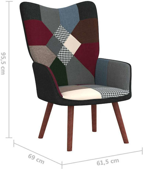 Ohrensessel mit Fußhocker Patchwork 61.5x69x95.5cm