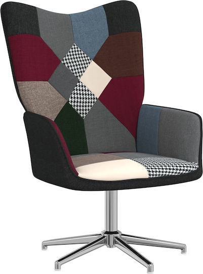 Μπερζέρα Περιστρεφόμενη με Υποπόδιο Patchwork 62x68x98cm