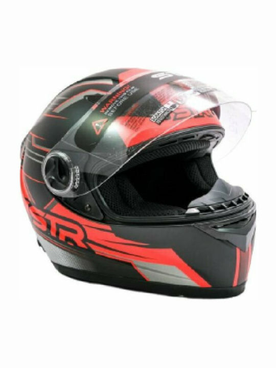 STR Bullet Black Matt/Red Motorradhelm Volles Gesicht ECE 22.05 693-30-340100