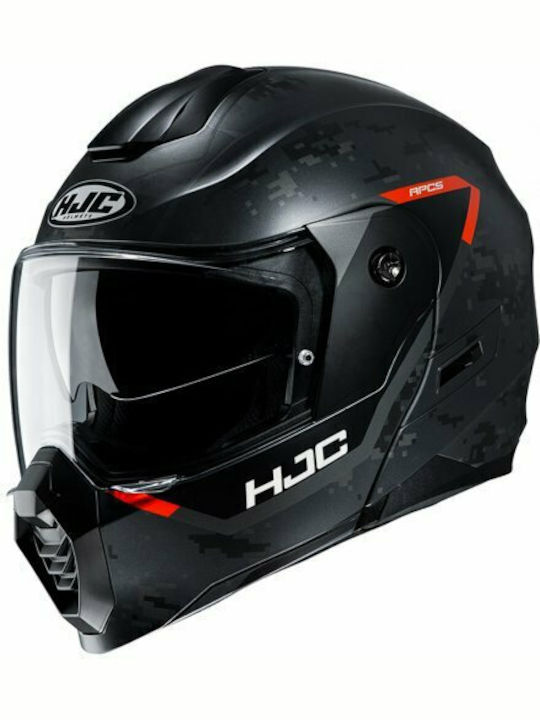 HJC C80 Bult Black/Orange/White Motorcycle Helmet Flip-Up ECE 22.05