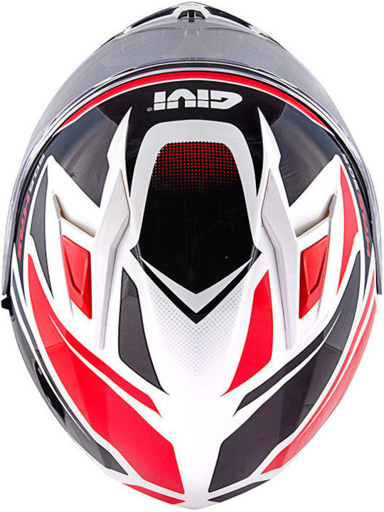 Givi 50.6 Stoccarda Follow White Red Black Motorcycle Helmet Full Face Weight 1490g with Sun Visor