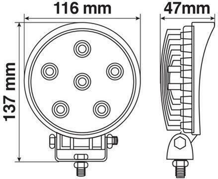 Lampa WL-12 Roundς Headlights Car LED Universal 12 / 24V 18W 11.6cm 1pcs