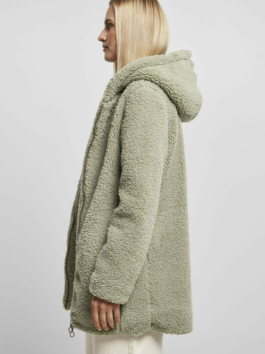 Sherpa Women's Soft Salvia Coat with Hood