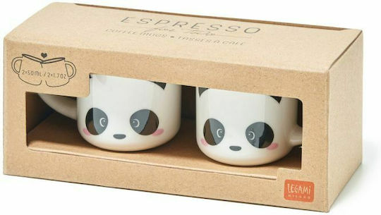 Legami Milano Panda Coffee Cups Κούπα Κεραμική Λευκή 50ml 2τμχ Legami Milano Panda Coffee Cups Κούπα Κεραμική Λευκή 50ml 2τμχ