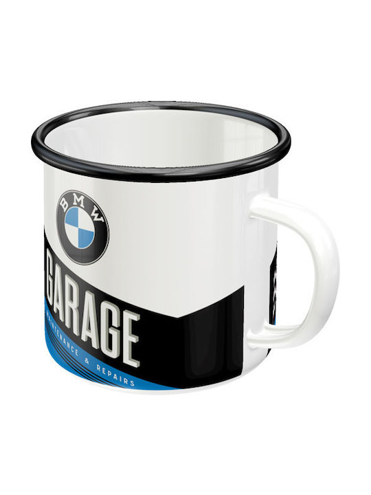 Nostalgic Art BMW - Garage Wärmewechsel Tasse Emaille Weiß 1Stück