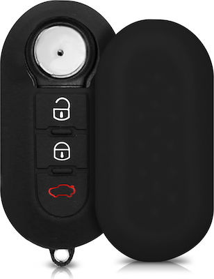 Silicone Car Key Cover Case with 3 Buttons for Fiat / Lancia Black