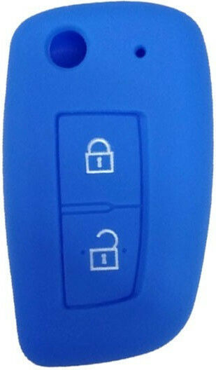 Silicone Car Key Cover Case with 2 Buttons for Nissan Blue