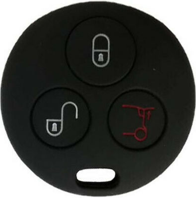 Silicone Car Key Cover Case with 3 Buttons for Smart Black