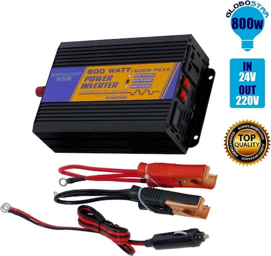 GloboStar Car Inverter Modified Sinewave 800W to Converter 24V DC in 220V AC