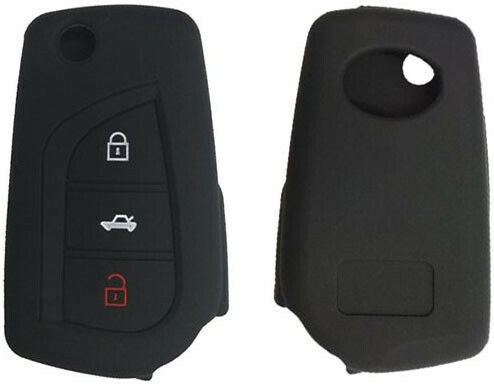 Silicone Car Key Cover Case with 3 Buttons for Toyota Black