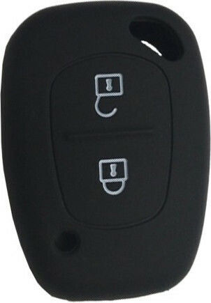 Silicone Car Key Cover Case with 2 Buttons for Nissan / Opel / Renault Black