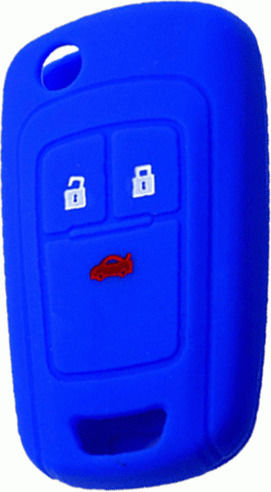 Silicone Car Key Cover Case with 3 Buttons for Chevrolet Blue