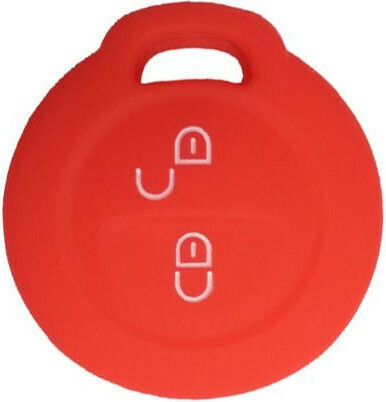 Silicone Car Key Cover Case with 2 Buttons for Mitsubishi / Smart Red