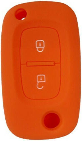 Silicone Car Key Cover Case with 2 Buttons for Renault / Smart Orange