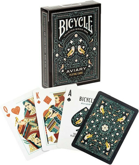 Bicycle Aviary Plasticized Playing Cards for Poker Green in Plastic Box