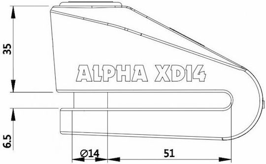 Oxford Alpha XD14 Катинар за мотоциклет с диаметър на бравата 14мм Черен Цвят