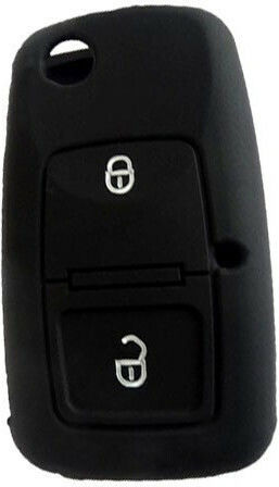 Silicone Car Key Cover Case with 2 Buttons for Seat / Skoda / VW Black