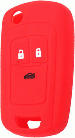 Silicone Car Key Cover Case with 3 Buttons for Chevrolet Red