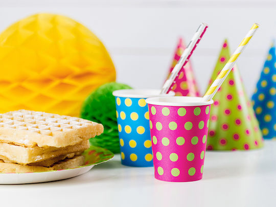 PartyDeco Stripped Yellow Straws Paper Yellow 10pcs