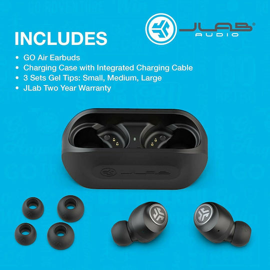 Jlab Go Air In-ear Bluetooth Handsfree Căști cu Carcasă de Încărcare Negru