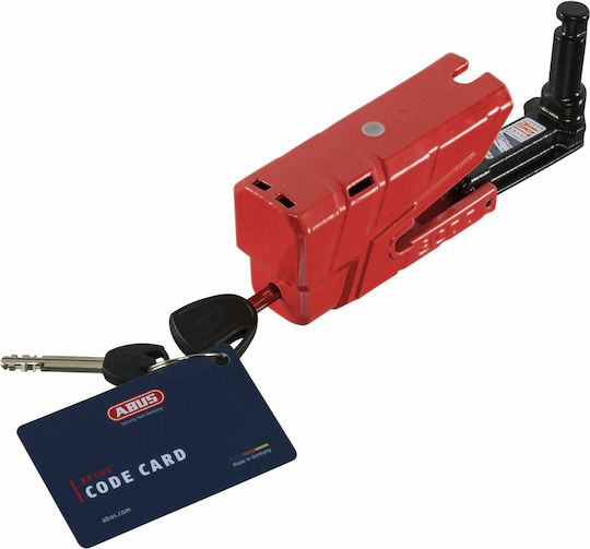 Abus Granit Detecto X Plus 8077 Motorrad-Bremsscheibenschloss mit Alarm & Kette 13.5mm Rot Farbe