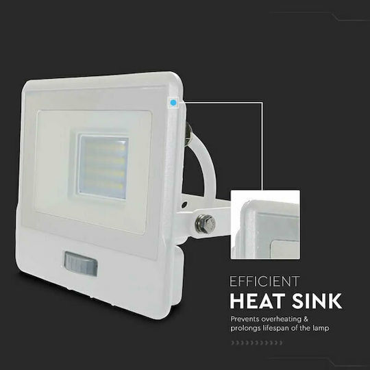 V-TAC Waterproof LED Flood Light 20W Natural White 4000K with Motion Sensor IP65