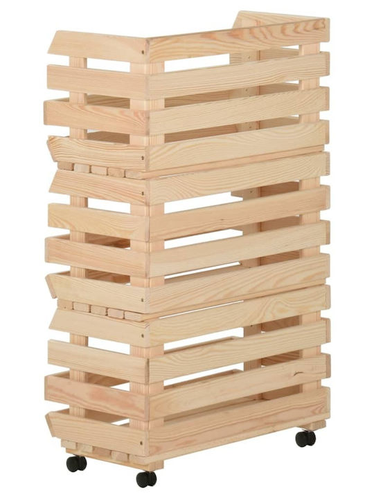 vidaXL Дърво Кутия за съхранение с колела Кафяв 37x30x80см 1бр