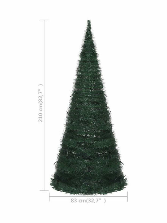 Christmas Green Tree with Metallic Base and LED Lighting H210cm