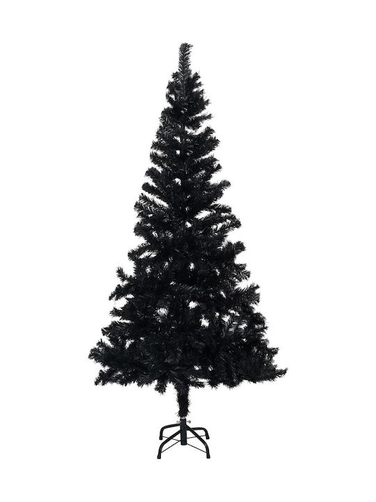 Decorated Christmas Black Tree with Metallic Base and LED Lighting H240cm