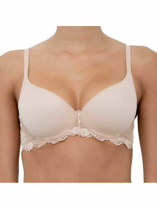 Pizzo Μπεζ Σουτιέν με Ελαφριά Ενίσχυση & Μπανέλες