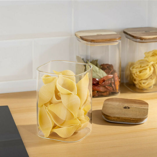 Navaris Set of 3 General Use Transparent Glass Jars with Lid 1000ml 3 Pieces