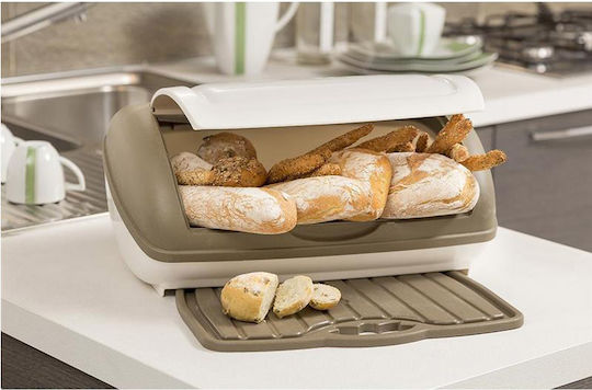 Bama Italy Bread Box with Lid Plastic Grey-Beige 41x28x19cm