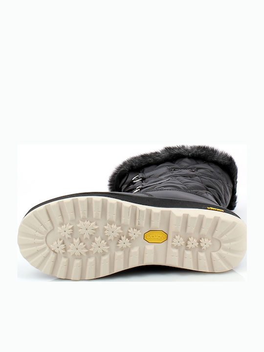Leather Snow Boots with Laces & Fur Sogno 81 Black