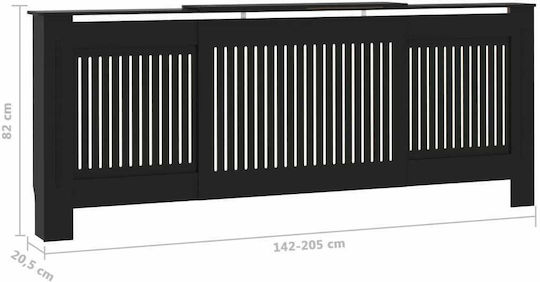 vidaXL MDF Heizkörperabdeckung Schwarz Erweiterbar 205x20.5x82cm