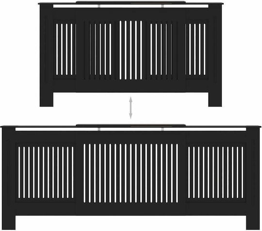 vidaXL MDF Heizkörperabdeckung Schwarz Erweiterbar 205x20.5x82cm