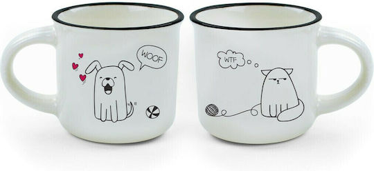 Legami Milano Dog & Cat Mug from Porcelain White 50ml 2pcs