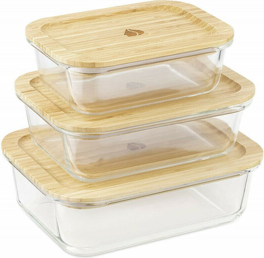 Navaris Set Glass Lunch Boxes Beige 3 Pieces