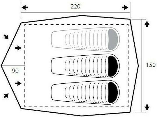 Trimm Alfa 2021 Winter Camping Igloo Mountaineering Green with Double Cloth for 3 People Waterproof 4000mm 310x150x115cm