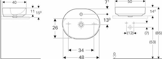 Geberit VariForm Επικαθήμενος Νιπτήρας Πορσελάνης 50x40x11cm Λευκός Geberit VariForm Επικαθήμενος Νιπτήρας Πορσελάνης 50x40x11cm Λευκός