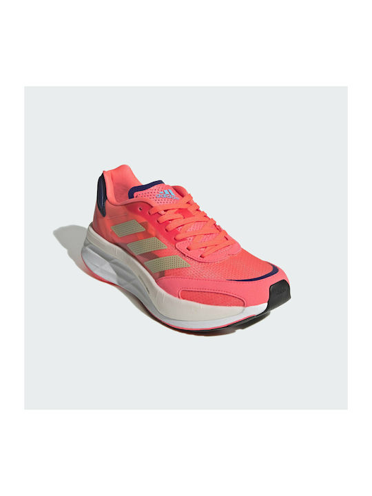 Adizero Boston 10 Sport Shoes Running Turbo / Sandy Beige Met / Legacy Indigo